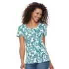 Women's Croft & Barrow&reg; Button Accent Scoopneck Tee, Size: Xs, Med Blue