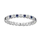 Stacks And Stones Sterling Silver Lab-created Sapphire And Diamond Accent Stack Ring, Women's, Size: 10, Blue