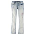 Girls 7-16 Mudd&reg; Faded Flower Double-button Skinny Bootcut Jeans, Size: 10, Light Blue