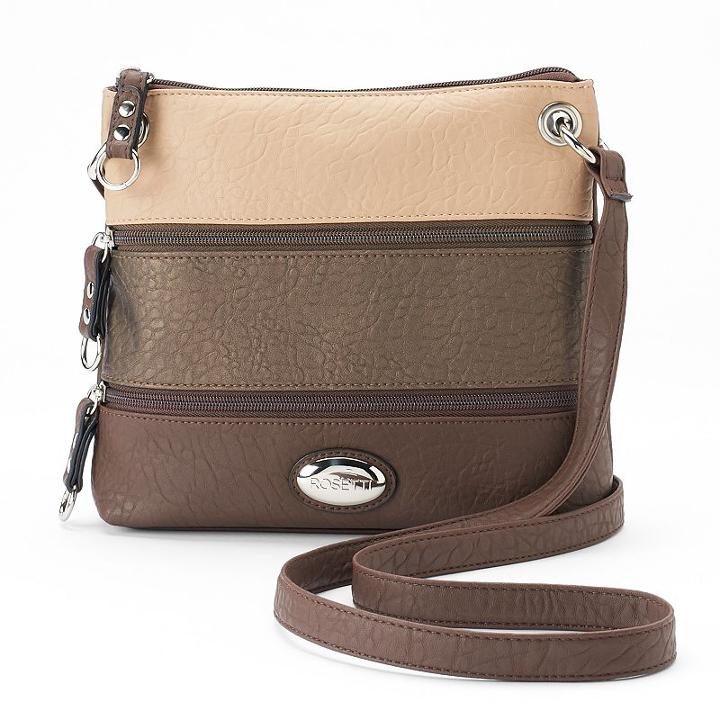Rosetti Demi Zips Colorblock Crossbody Bag, Women's, Med Brown