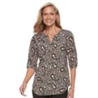 Women's Croft & Barrow&reg; Smocked Printed Top, Size: Medium, Med Red