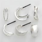 Napier Silver Tone Hoop Earring Set, Women's, Grey