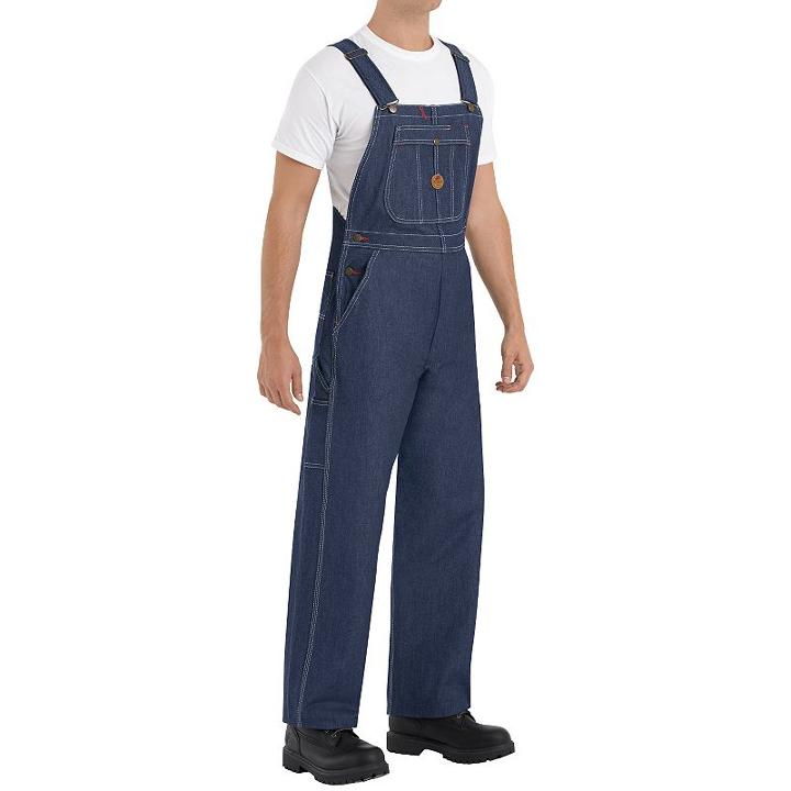 Men's Classic-fit Denim Bib Overalls, Size: 40x34, Blue