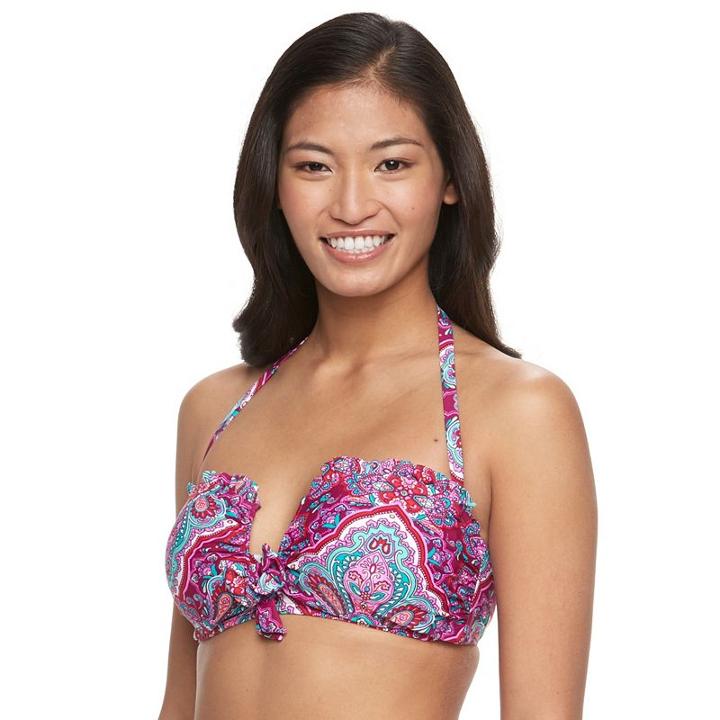 Women's Aqua Couture Paisley Halter Bikini Top, Size: Medium, Drk Purple