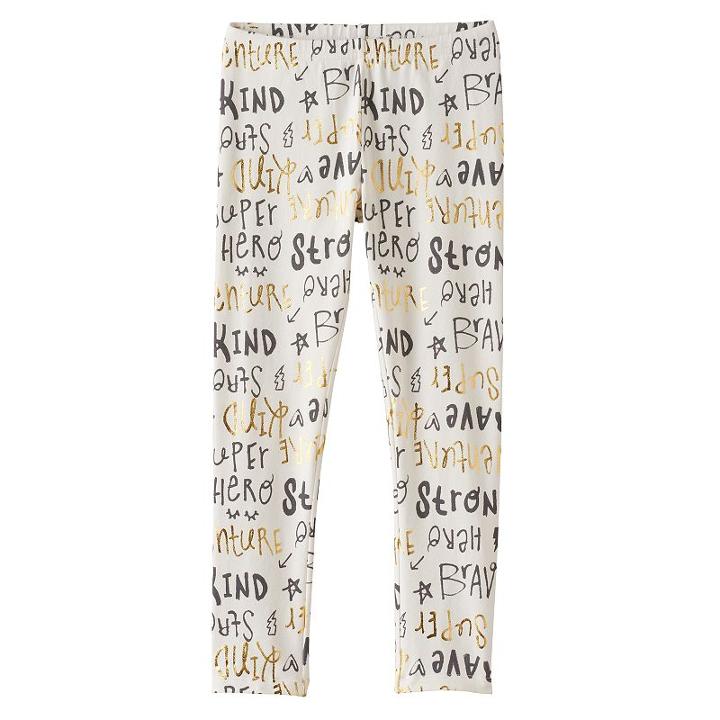 Girls 4-10 Jumping Beans&reg; Long Embellished Leggings, Size: 6, White Oth