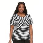 Plus Size Napa Valley Striped Embellished Tee, Women's, Size: 2xl, Black