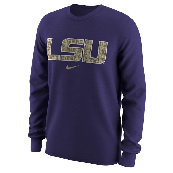 Men's Nike Lsu Tigers Camo Wordmark Tee, Size: Small, Purple