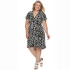 Plus Size Suite 7 Floral Wrap Dress, Women's, Size: 2xl, Black