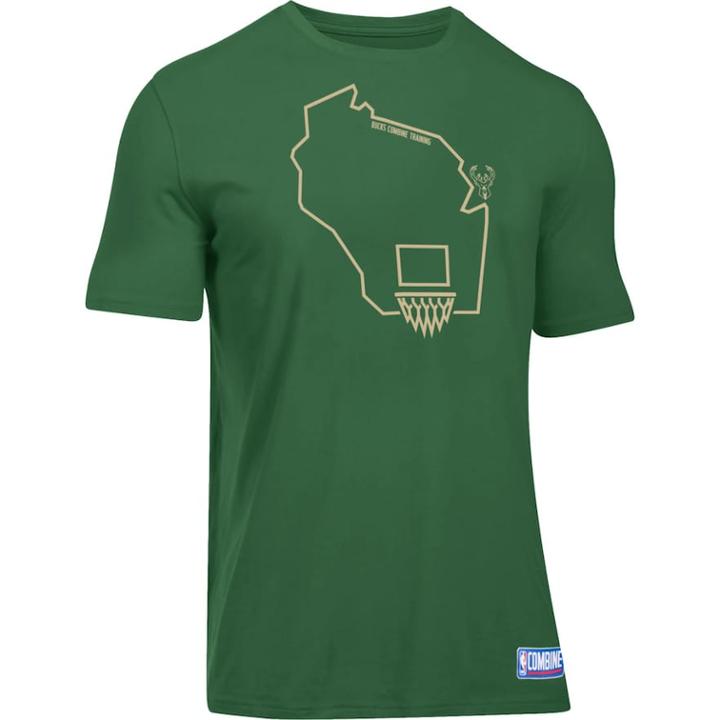 Men's Under Armour Milwaukee Bucks Charged State Tee, Size: Large, Green