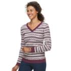Petite Croft & Barrow&reg; Essential Cable Knit V-neck Sweater, Women's, Size: L Petite, Drk Purple