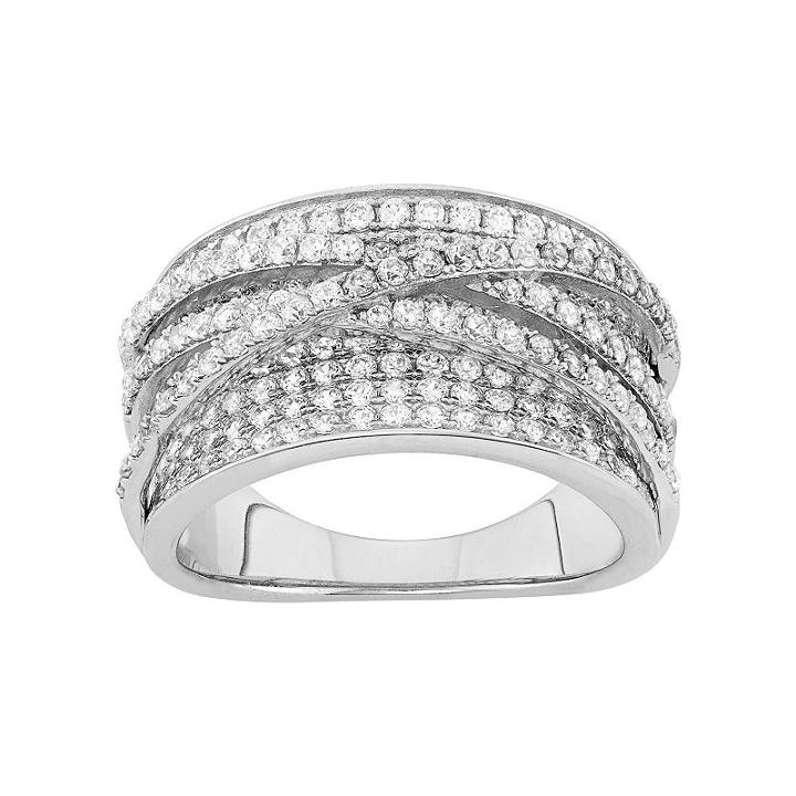 Sterling Silver Cubic Zirconia Crisscross Ring, Women's, Size: 5, White Oth