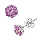 Sterling Silver Pink Sapphire Cluster Stud Earrings, Women's