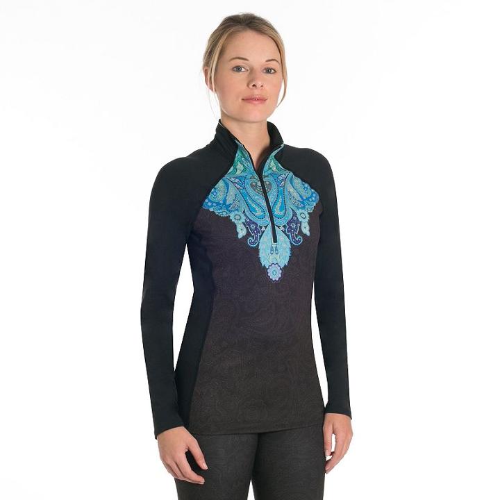 Women's Snow Angel Veluxe Paisley Quarter-zip Top, Size: Small, Blue Other