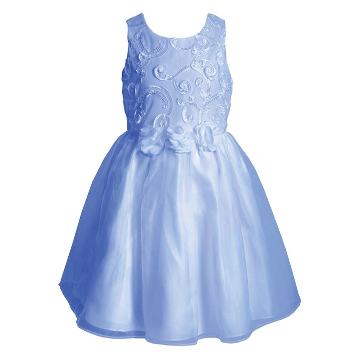 Girls 4-6x Youngland Floral & Scrollwork Dress, Size: 6x, Dark Blue