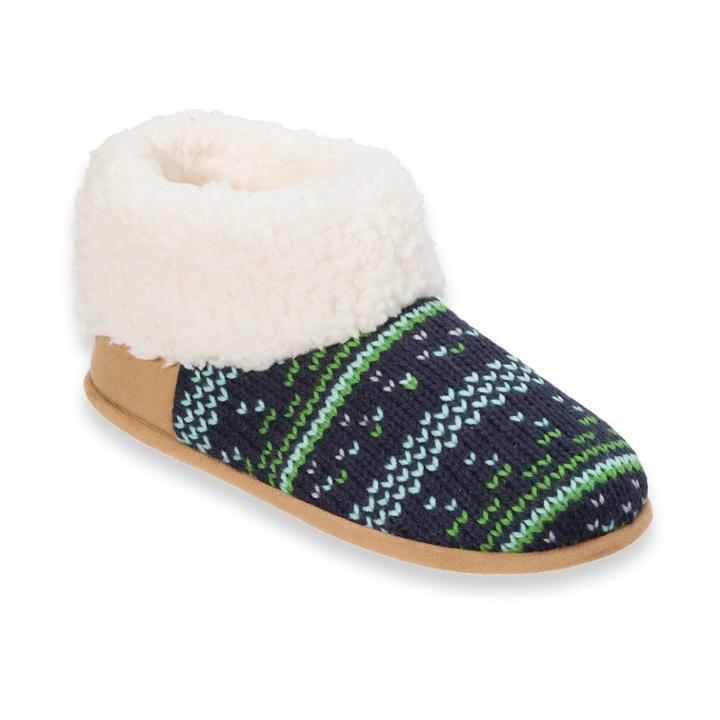 Women's Dearfoams Patterned Knit Slippers, Size: Xl, Blue