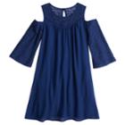 Girls 7-16 My Michelle Crochet Cold Shoulder Shift Dress, Size: 7, Blue