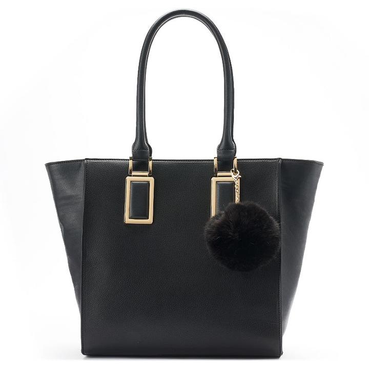 Apt. 9&reg; Riley Pom-pom Tote, Women's, Black