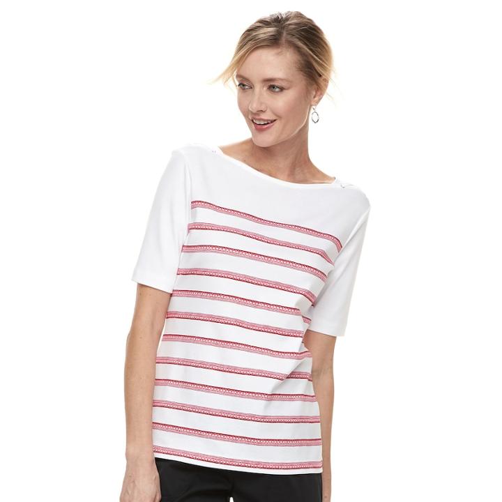 Women's Croft & Barrow&reg; Squareneck Tie-shoulder Top, Size: Xl, Med Red