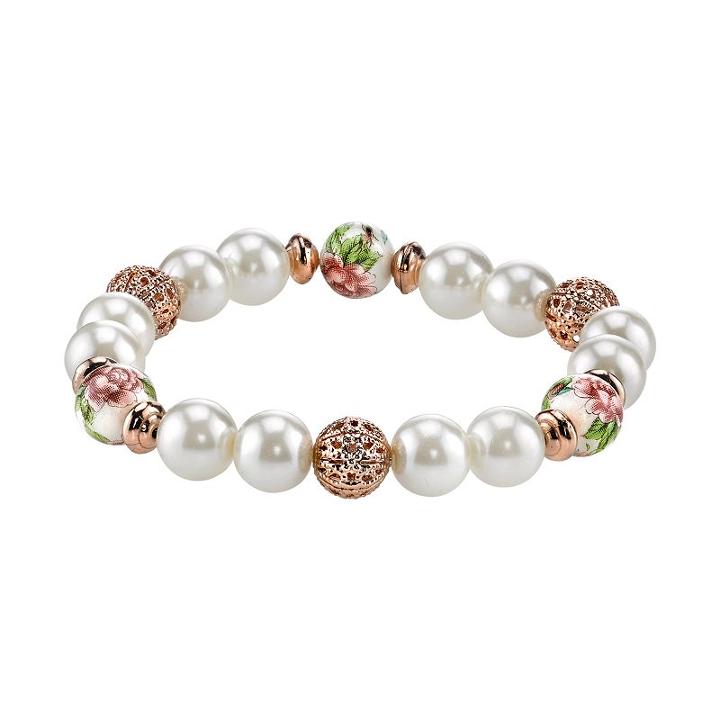 1928 Bead And Flower Stretch Bracelet, Women's, Multicolor