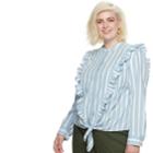 Plus Size Popsugar Ruffled Knot-front Shirt, Women's, Size: 3xl, White