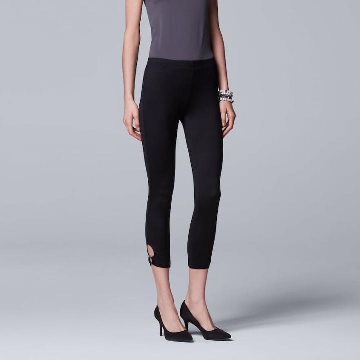 Simply Vera Vera Wang Keyhole Ring Skimmer Stretch Leggings, Women's, Size: Large, Black