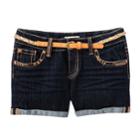 Mudd&reg; Roll-cuff Belted Denim Shorts - Girls 7-16, Size: 8, Blue