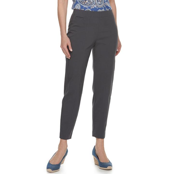 Women's Croft & Barrow&reg; Polished Pull-on Ankle Pants, Size: 6, Grey (charcoal)