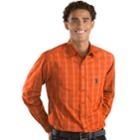 Men's Antigua Syracuse Orange Plaid Pattern Button-down Shirt, Size: Xxl, Lt Orange