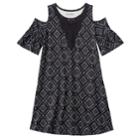 Girls Plus Size Mudd&reg; Patterned Cold Shoulder Dress, Size: 12 1/2, Oxford