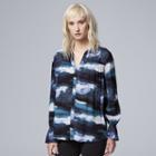 Women's Simply Vera Vera Wang Abstract Peasant Top, Size: Xl, Dark Green