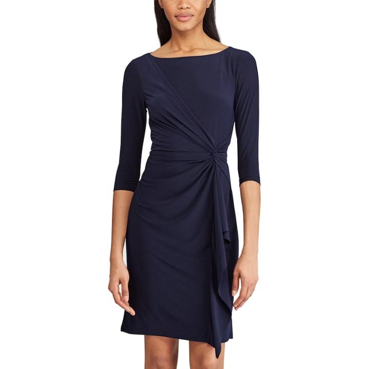 Women's Chaps Knot-front Ruffle Sheath Dress, Size: Small, Blue