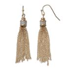 Glittery Tassel Drop Earrings, Women's, Gold