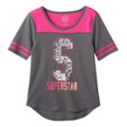 Girls Plus Size So&reg; Sequin Graphic Varsity Tee, Size: 16 1/2, Light Grey