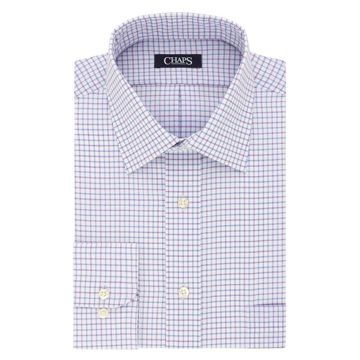 Men's Chaps Regular-fit No-iron Stretch Spread-collar Dress Shirt, Size: 14.5-32/33, Lt Purple