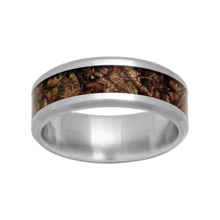 Men's Stainless Steel Camouflage Ring, Size: 12, Multicolor