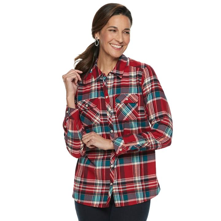 Women's Croft & Barrow&reg; Classic Soft Shirt, Size: Xl, Med Red