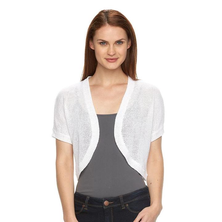 Women's Croft & Barrow&reg; Solid Textured Shrug, Size: Large, White