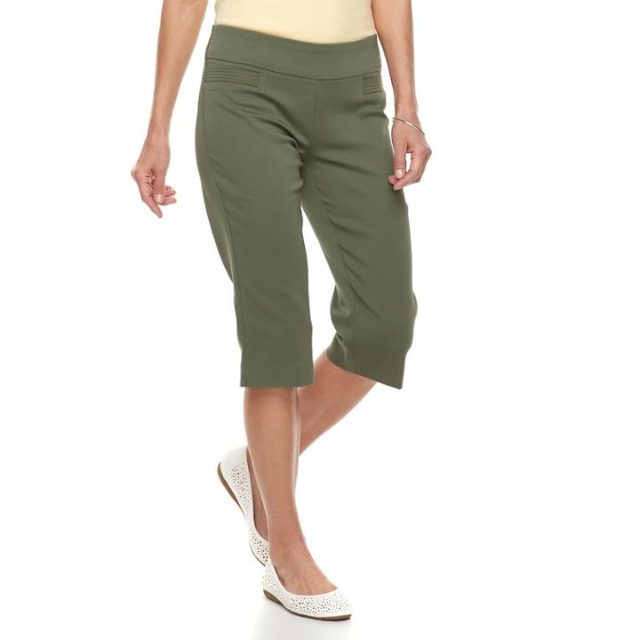 Women's Croft & Barrow&reg; Polished Pull-on Skimmer Capris, Size: 16, Med Green