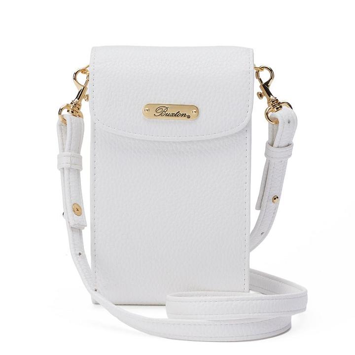 Buxton Pebbled Crossbody Cell Phone Bag, Women's, White Oth