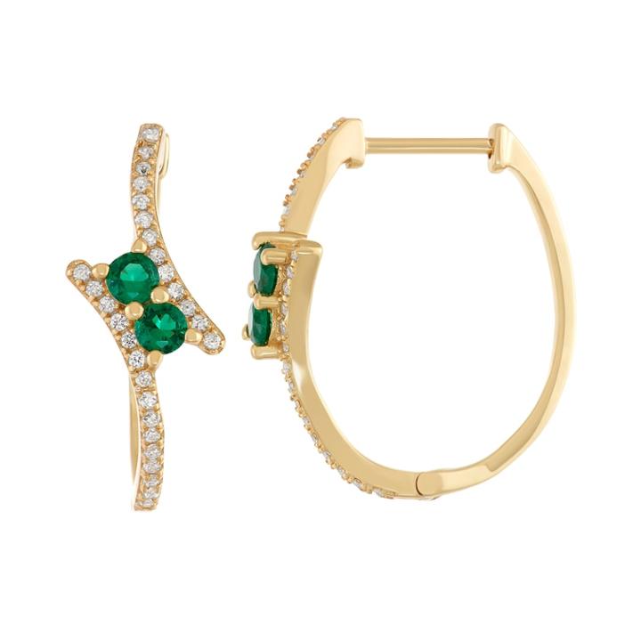 Gold Tone Sterling Silver Simulated Emerald & Lab-created White Sapphire Oval Hoop Earrings, Women's, Green