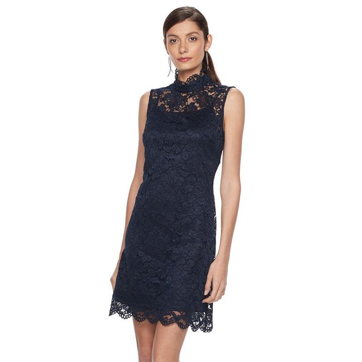 Women's Hope & Harlow Sleeveless Floral Eyelet Keyhole Dress, Size: 2, Blue Other
