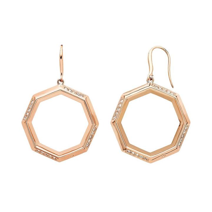 Marie Claire Jewelry Crystal Rose Gold Tone Octagon Drop Earrings, Women's, Pink