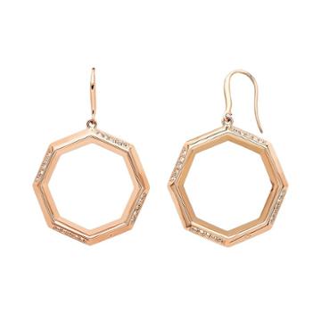 Marie Claire Jewelry Crystal Rose Gold Tone Octagon Drop Earrings, Women's, Pink