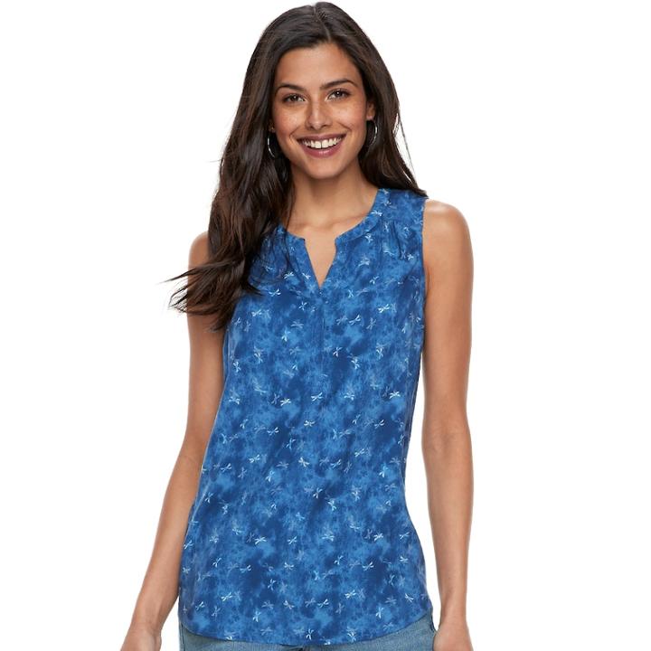 Women's Sonoma Goods For Life&trade; Printed Tank, Size: Medium, Dark Blue