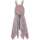 Girls 7-16 Speechless Criss-cross Back Printed Handkerchief Hem Dress, Girl's, Size: 14, Dark Blue