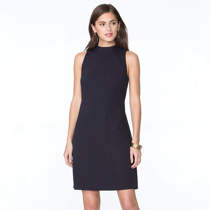 Women's Chaps Jacquard Sheath Dress, Size: 8, Blue (navy)