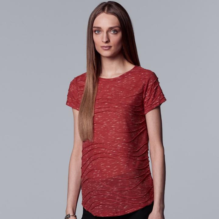Petite Simply Vera Vera Wang Windy Jacquard Tee, Women's, Size: S Petite, Med Red