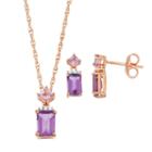18k Rose Gold Over Silver Gemstone & Cubic Zirconia Jewelry Set, Women's, Purple