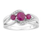 10k White Gold Ruby & Diamond Accent 3-stone Ring, Women's, Size: 6, Red