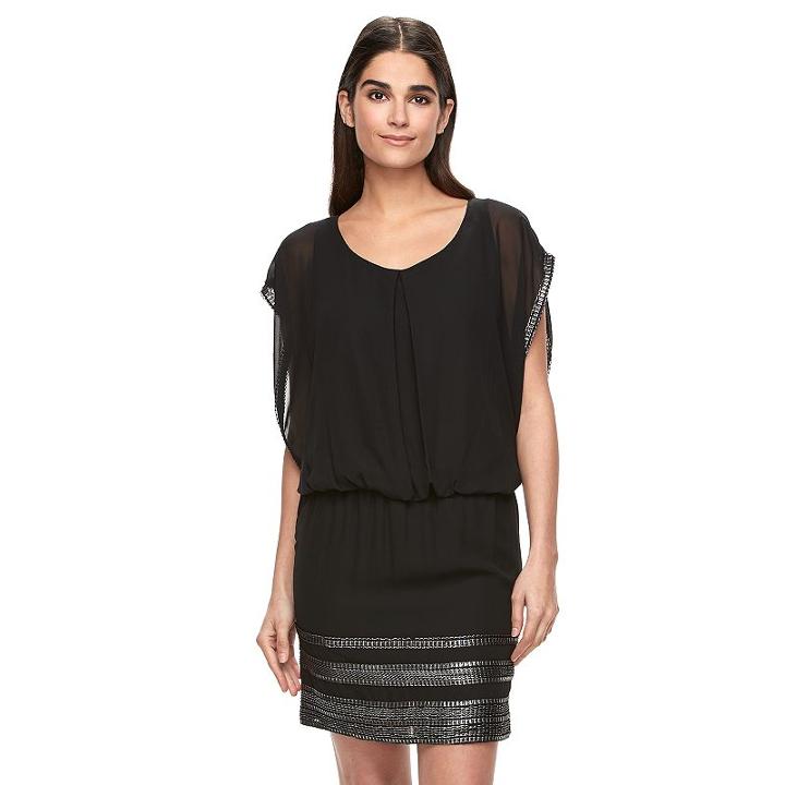 Women's Expo Foiled Blouson Dress, Size: 8, Silver